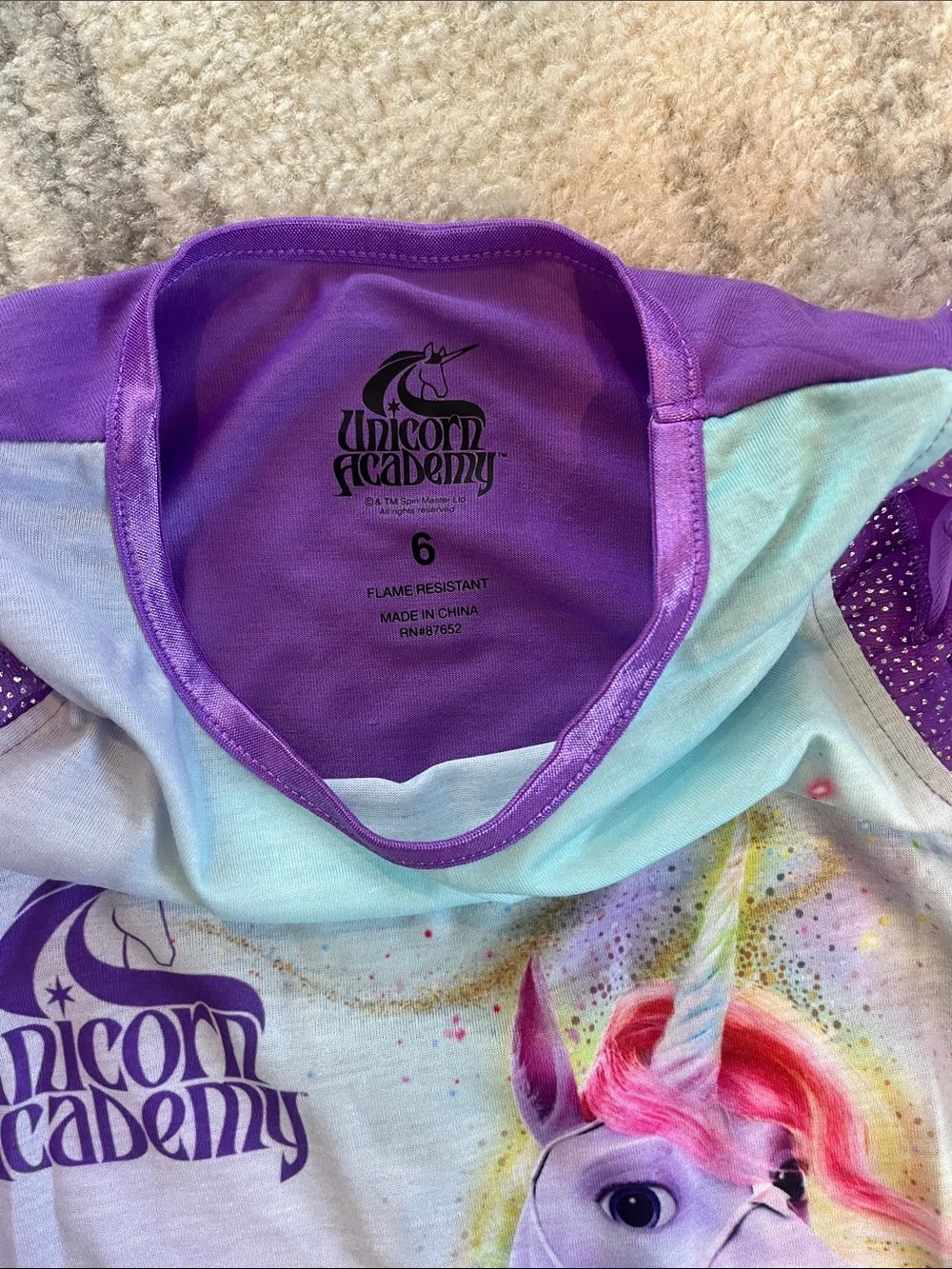 Unicorn Academy Nightgown - Purple Accents